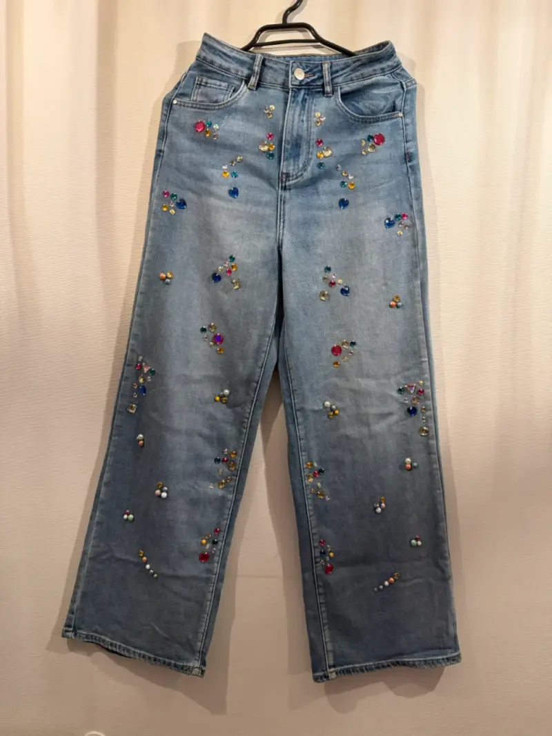 Jeans denim con piedras de colores franca fortuna - 1