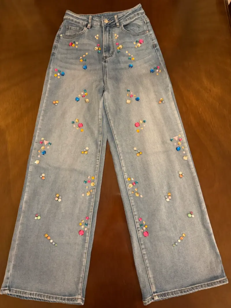 Jeans denim con piedras de colores franca fortuna - 4
