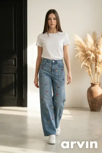 Jeans denim con piedras de colores franca fortuna - miniatura 5