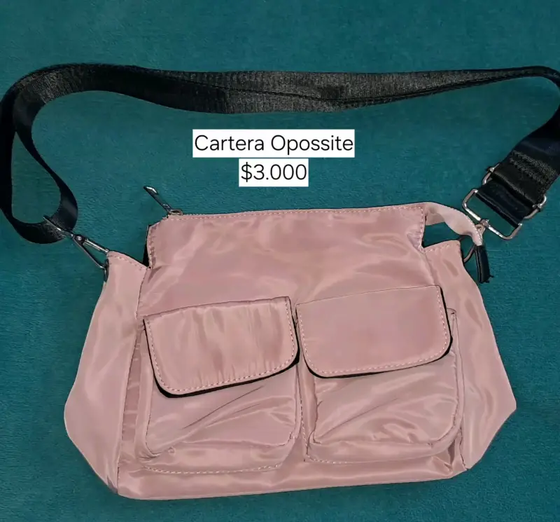 Cartera rosa con bolsillos