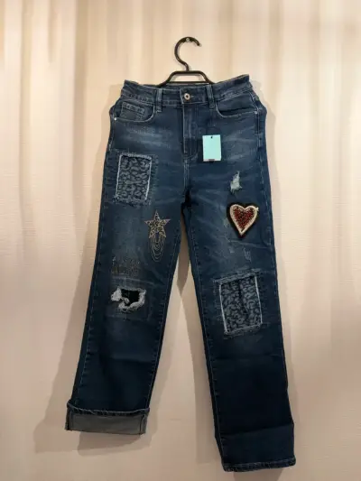 Jeans con parches y brillos franca fortuna - miniatura 1