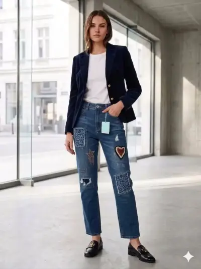 Jeans con parches y brillos franca fortuna - miniatura 6