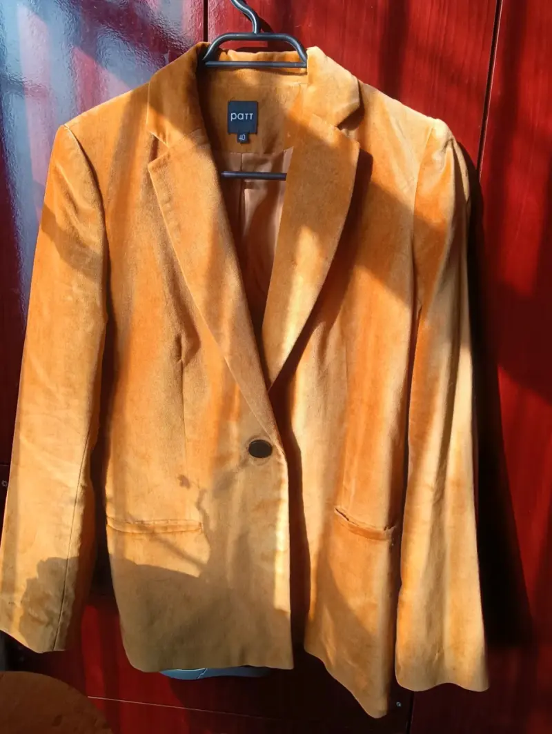 Blazer de terciopelo mostaza - 1