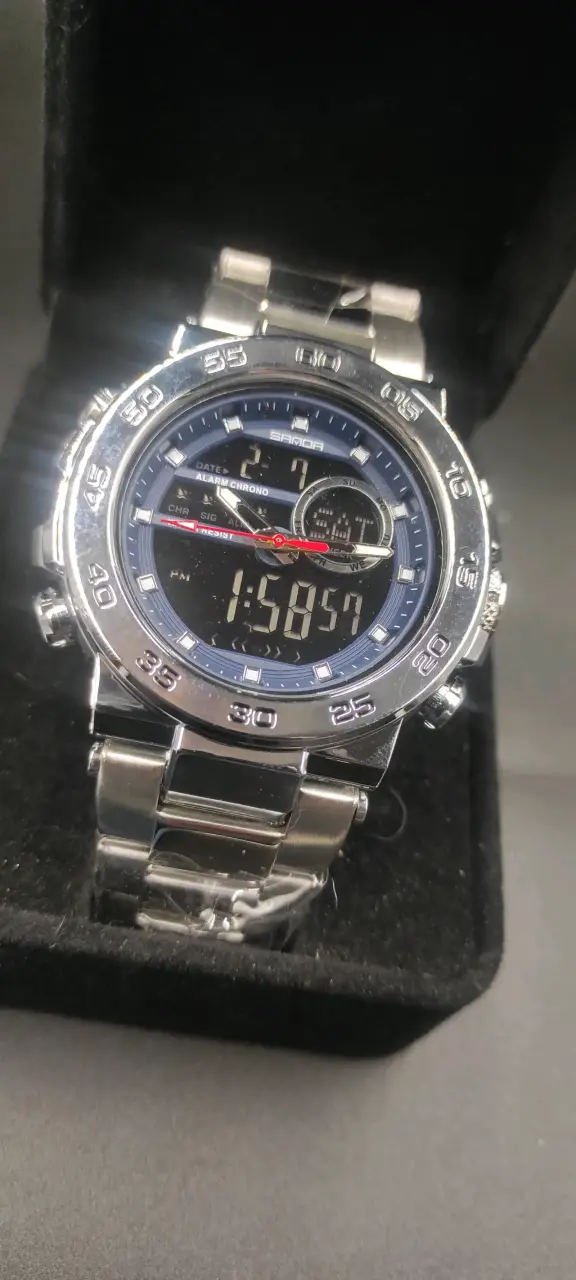 Reloj digital y análogo plateado Sanda - 1