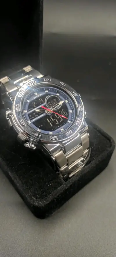 Reloj digital y análogo plateado Sanda - miniatura 2