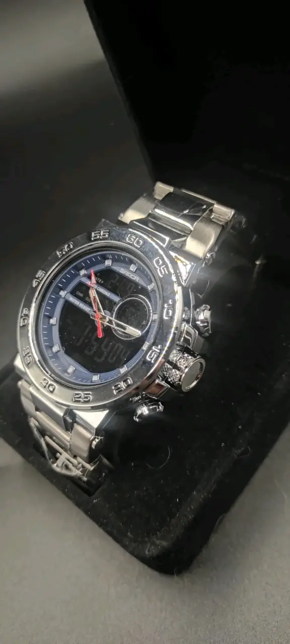 Reloj digital y análogo plateado Sanda - 5