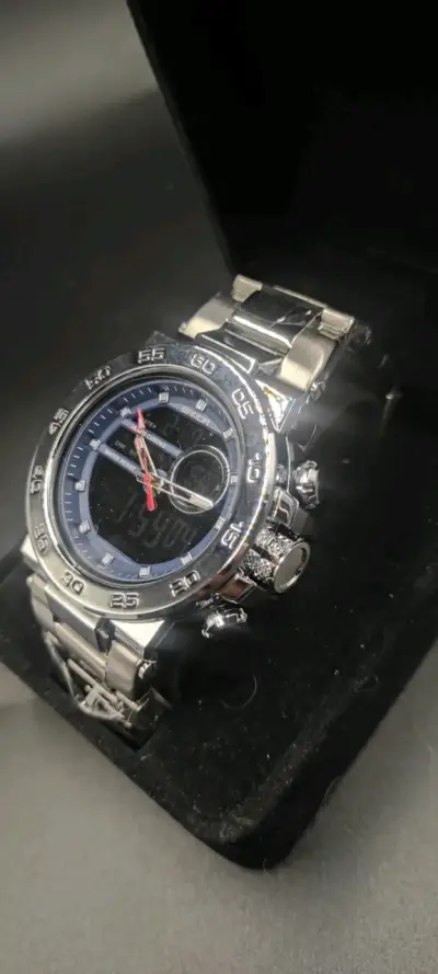 Reloj digital y análogo plateado Sanda - miniatura 5