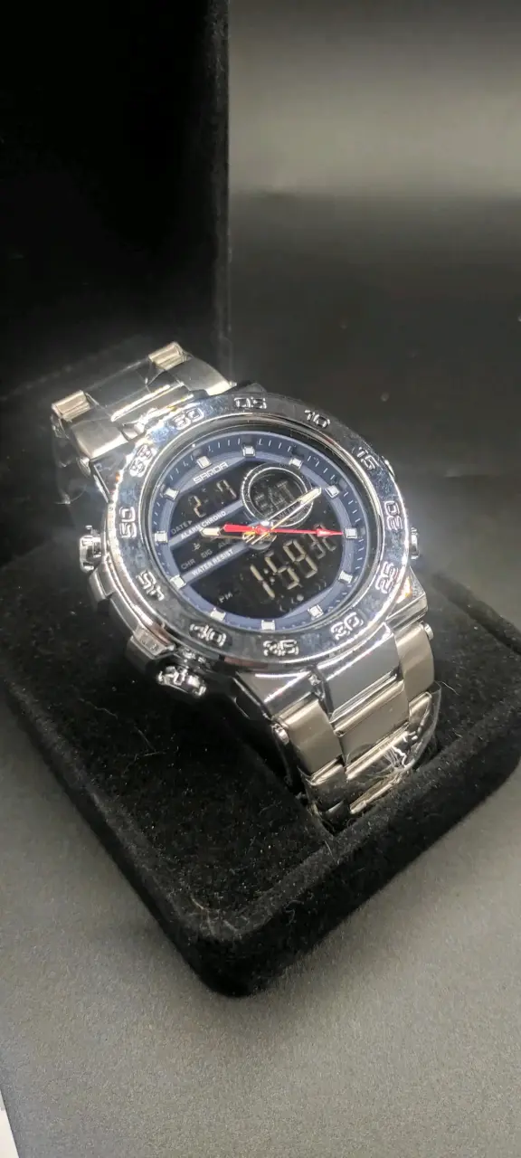 Reloj digital y análogo plateado Sanda - 6