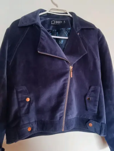 Chaqueta azul de pana con cierre - miniatura 1