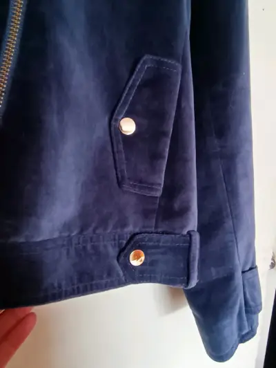 Chaqueta azul de pana con cierre - miniatura 3