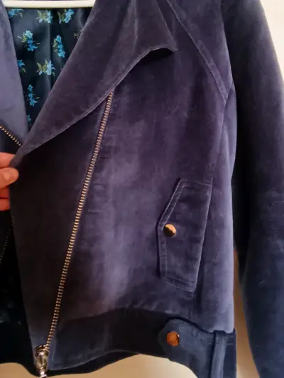 Chaqueta azul de pana con cierre - miniatura 4
