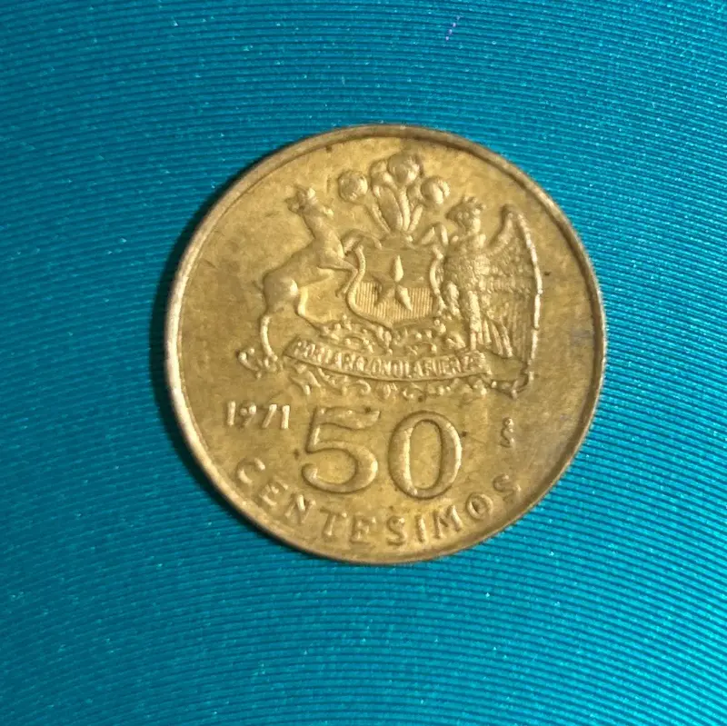 Moneda 50 centésimos 1971 chile - 1