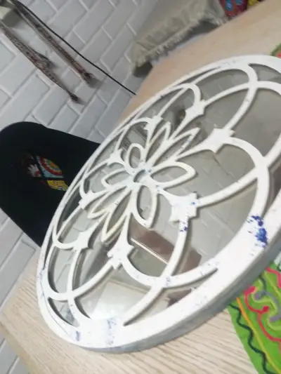 Espejo decorativo redondo blanco - miniatura 1