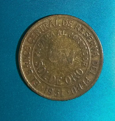 Moneda sol de oro Perú 1951 - miniatura 2