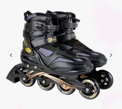 Patines en línea negros y dorados - miniatura 1