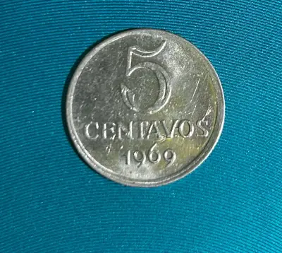 Moneda 5 centavos 1969 Brazil - miniatura 1