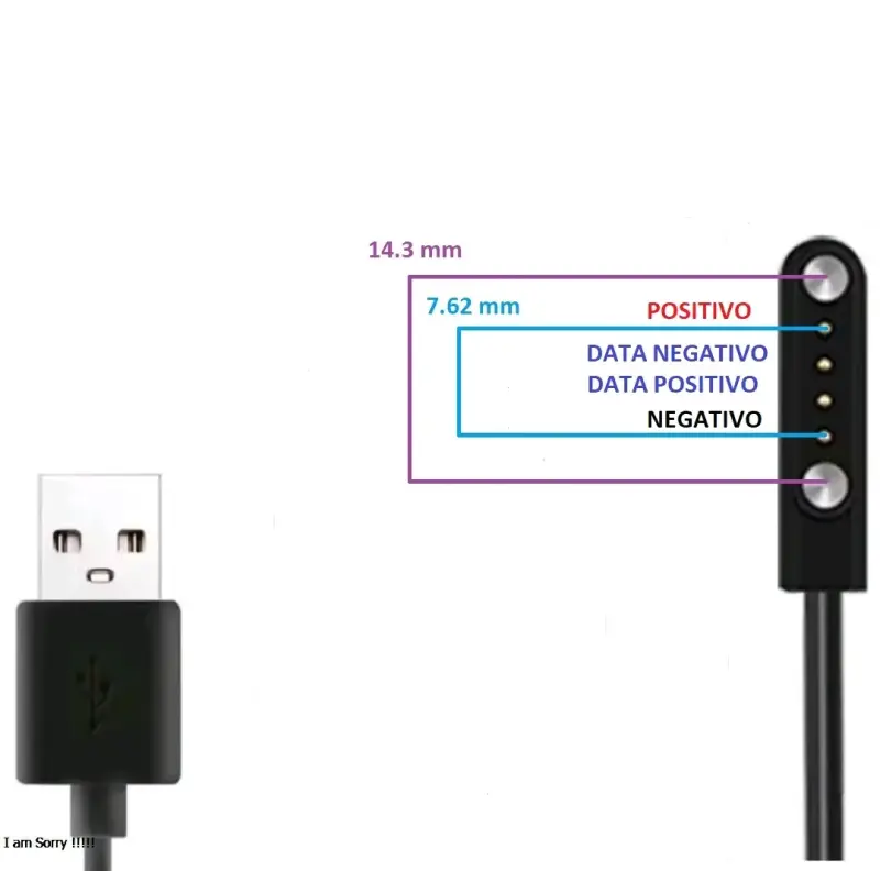 Cable Cargador Magnetico USB Para Reloj 4 Pines Me - 2