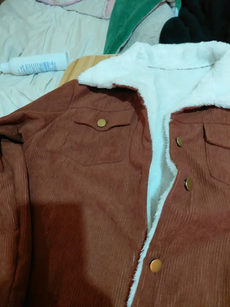 Chaqueta de pana marrón con forro - 1