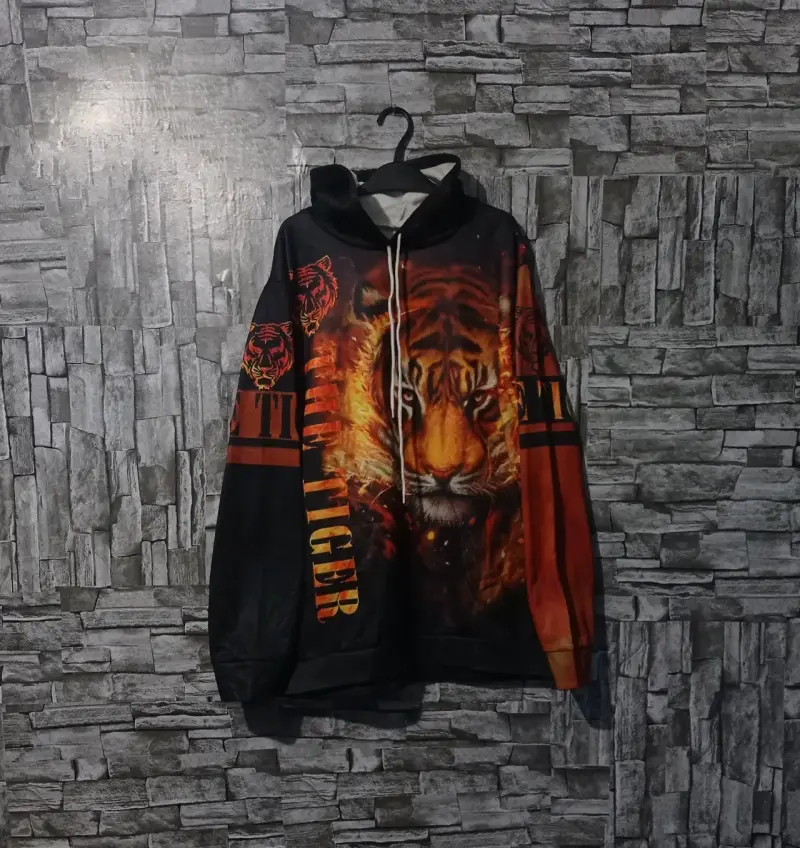 Poleron diseño de tigre talla L da para M adulto - 1