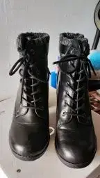 Botines de cuero negro con taco - miniatura 3