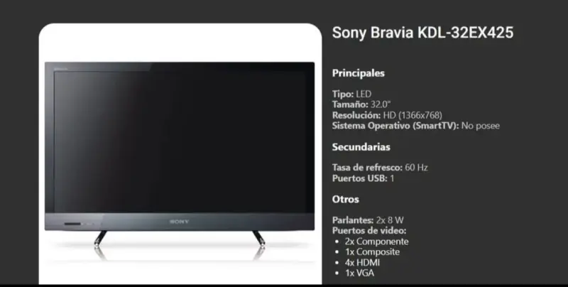 Televisor Sony Bravia 32 pulgadas - 1