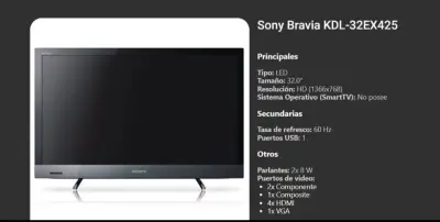 Televisor Sony Bravia 32 pulgadas - miniatura 1