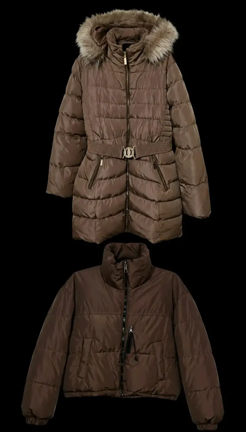 Chaqueta marrón con capucha desmontable