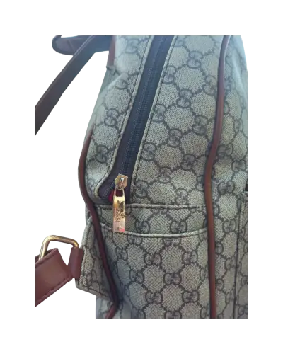 Mochila estampada marrón con logo - miniatura 2