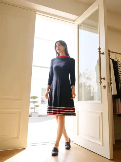 Vestido negro con detalles rojos - miniatura 1