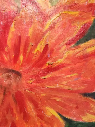 Cuadro pintura oleo, dalias vibrantes - miniatura 2