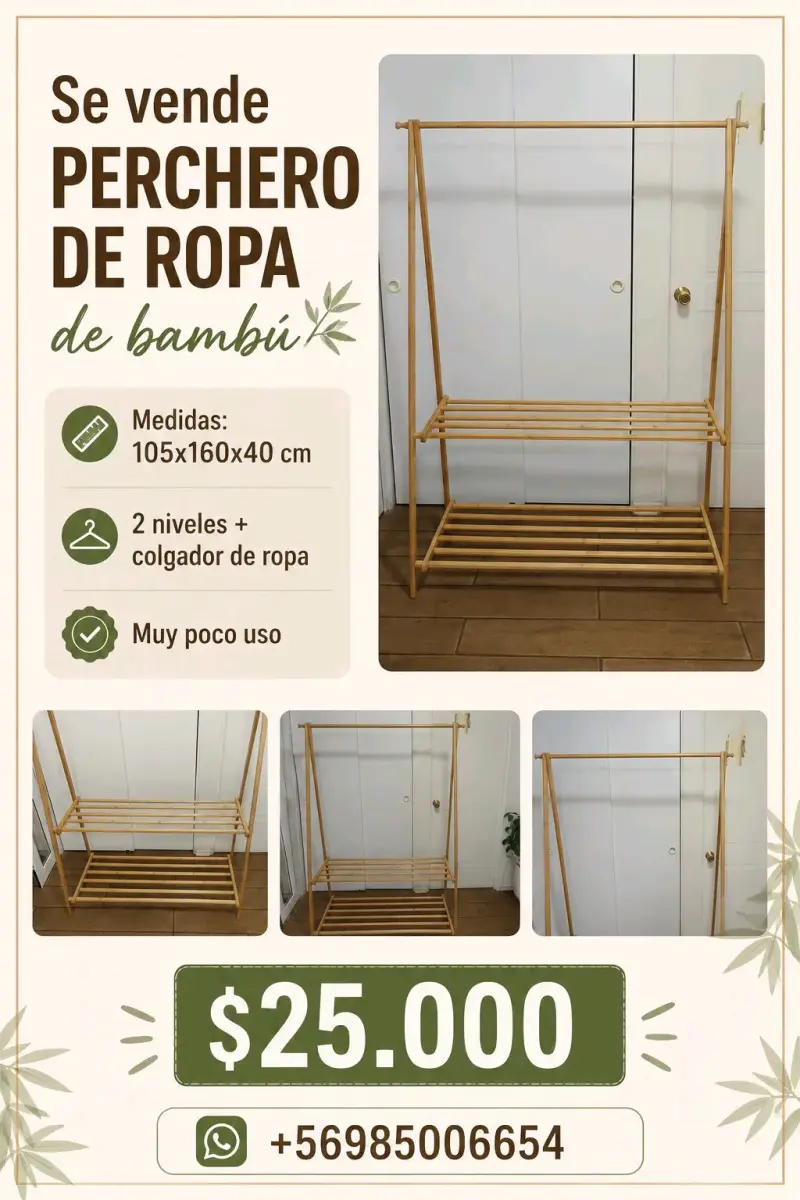 Perchero de ropa bambú