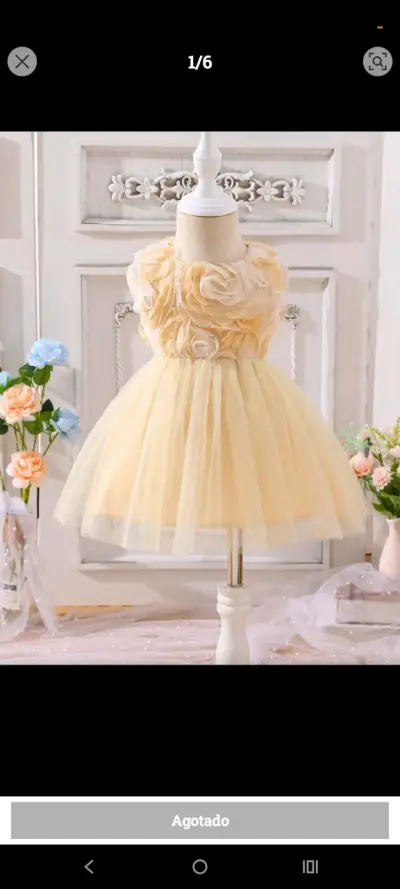 Vestido bebé elegante de tul amarillo - miniatura 1
