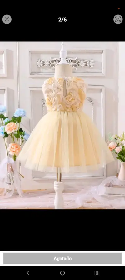 Vestido bebé elegante de tul amarillo - miniatura 2