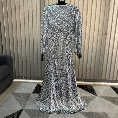 Vestido Zara plateado de lentejuelas - miniatura 4