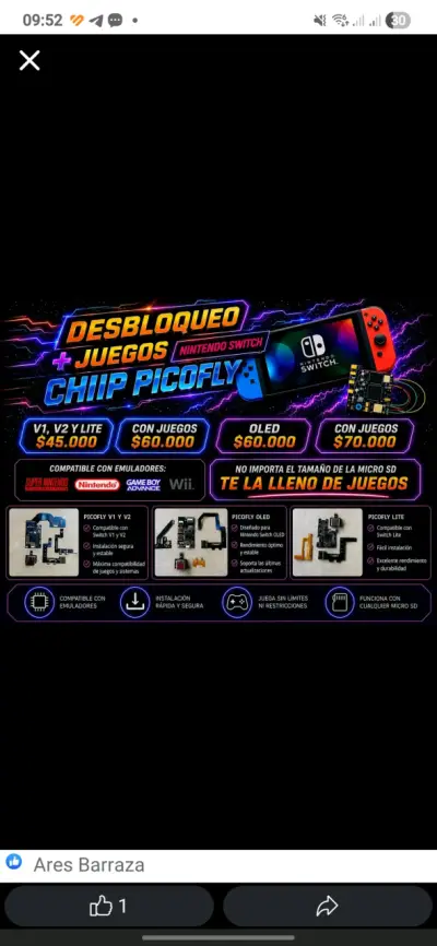 Chip desbloqueo Nintendo Switch - miniatura 1