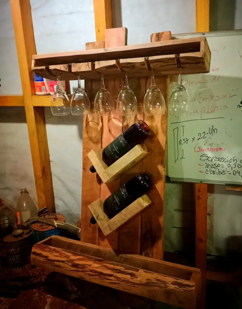 Botellero de madera con copero - 2
