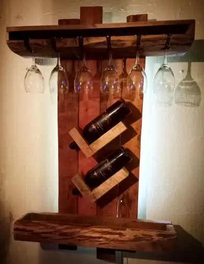Botellero de madera con copero - miniatura 3