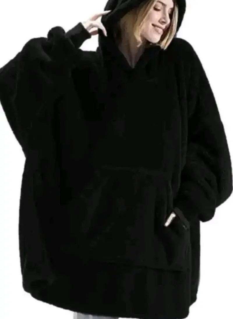 Polerón oversized gris con capucha - 2