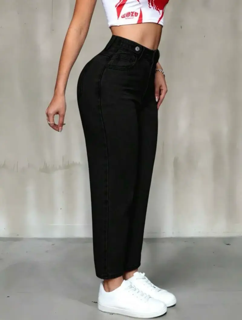 Jeans negros de tiro alto SHEIN petite talla M - 2