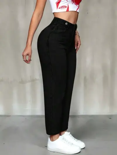Jeans negros de tiro alto SHEIN petite talla M - miniatura 2