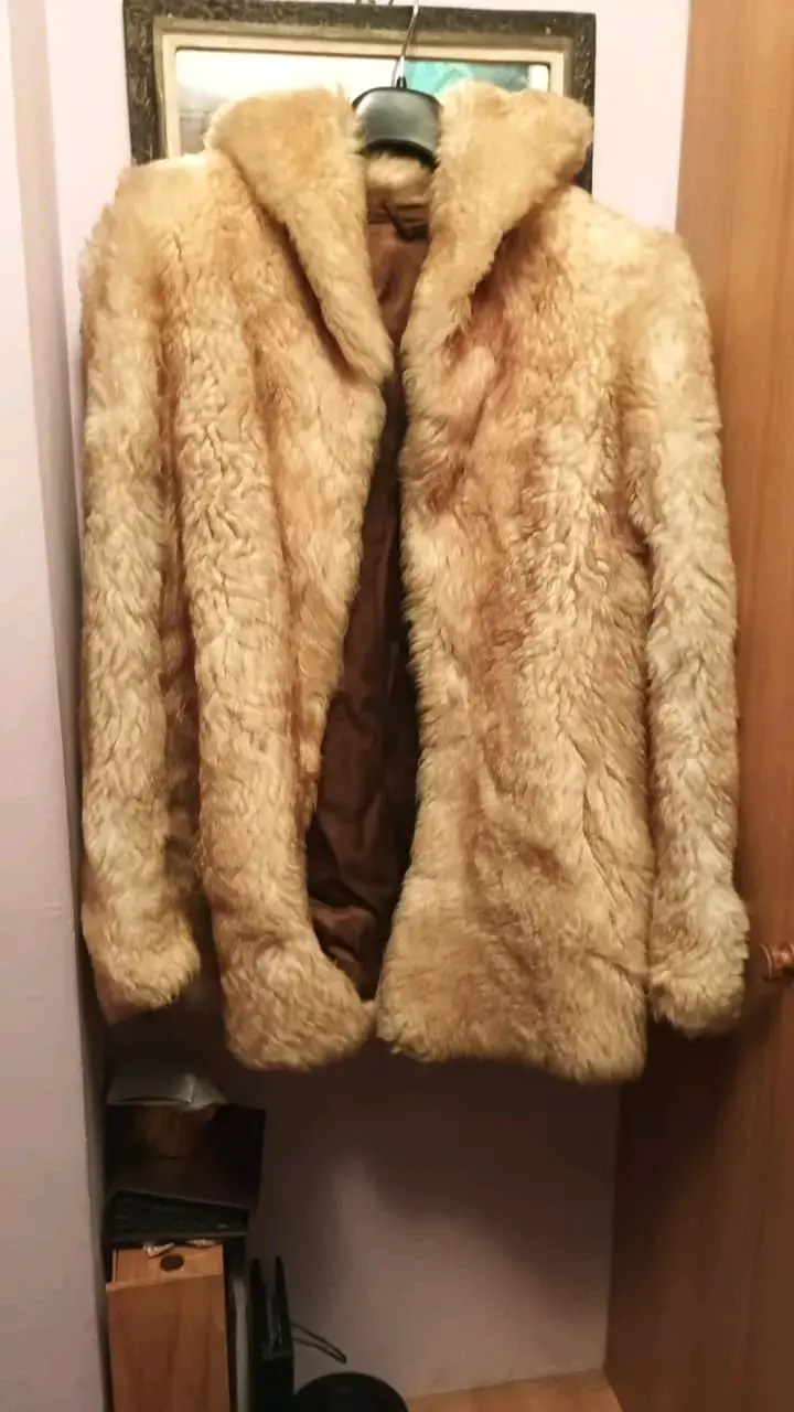 Abrigo Piel Sintética Beige mujer