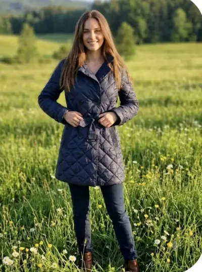 Abrigo acolchado azul marino para mujer - miniatura 1