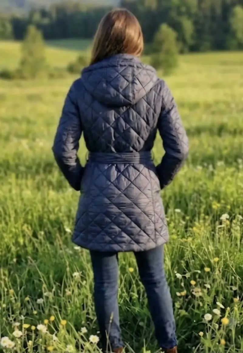 Abrigo acolchado azul marino para mujer - 2