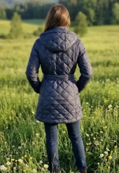 Abrigo acolchado azul marino para mujer - miniatura 2