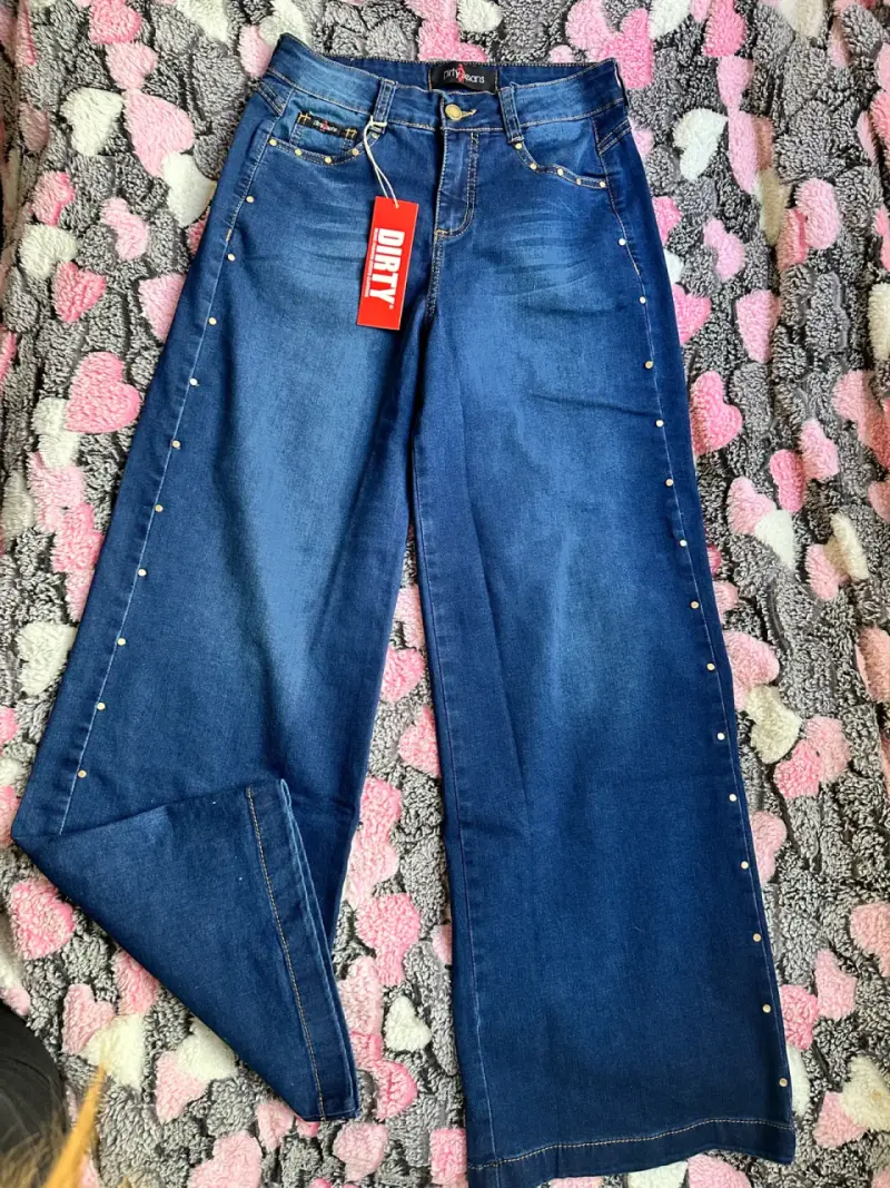 Jeans azul con botones laterales - 3