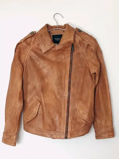 Chaqueta cuero color caramelo - miniatura 1