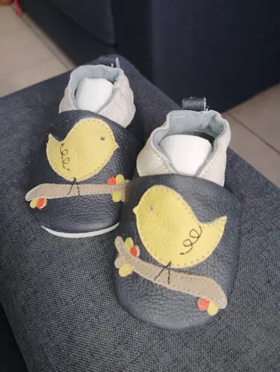 Zapatos de bebé de cuero azul - miniatura 2