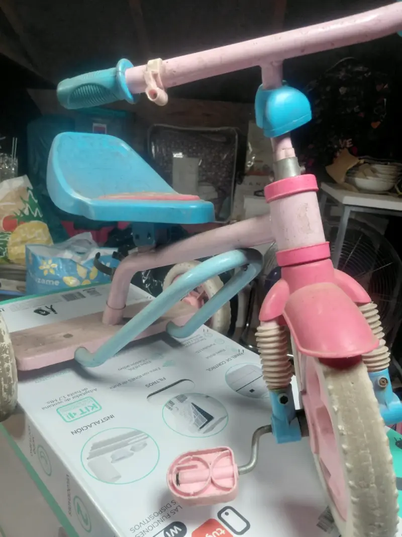 Triciclo infantil rosa y azul - 1