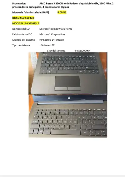 Laptop HP 14-CM1023LA 8GB RAM - miniatura 1