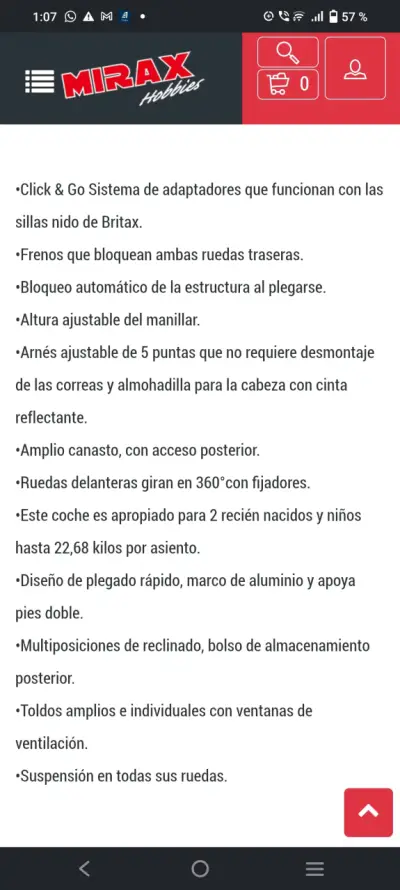 Coche Britax doble color gris. Impecable! - miniatura 4